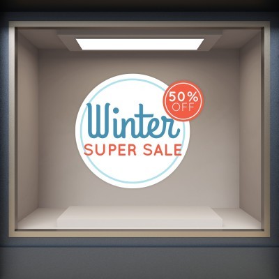 Houseart Winter Sale Blue-Orange, Εκπτωτικά, Αυτοκόλλητα βιτρίνας, 80 x 72 εκ.